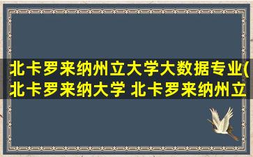 北卡罗来纳州立大学大数据专业(北卡罗来纳大学 北卡罗来纳州立大学 区别)